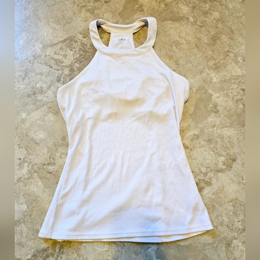 Alo Yoga White Ribbed Women's Tank Top